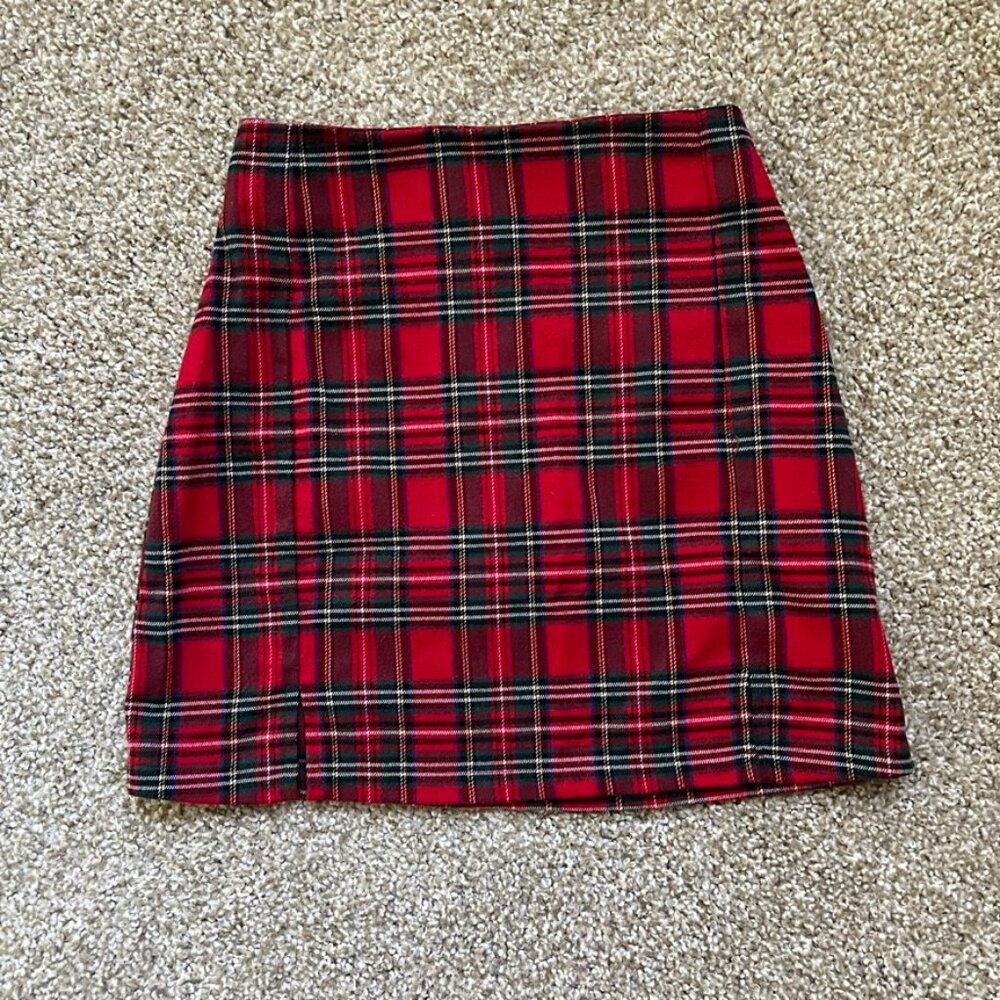 J.Galt, mini skirt one size, red plaid skirt